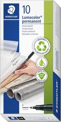 Fiber Tip Pen, Permanent, Fine Point, Black Ink, 1 Count (Pack of 10),