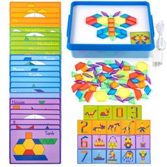 Light Box with Pattern Blocks & Cards Set – Light Table for Kids, Educational…