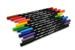 Uchida 1122-012A Le Plume II Double-Ended Marker, Fine/Brush, Primary Set of 12