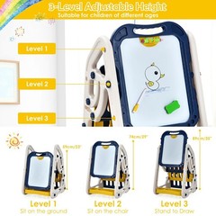 Kids Art Easel Magnetic Whiteboard Chalkboard Drawing Fun Activity Play
