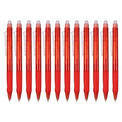 12Pcs 0.5mm Fine Point Retractable Erasable Gel Pens Comfortable Grip, Dark Red
