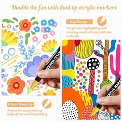 36 Colors Dual Tip Acrylic Paint Markers, Premium Dot & Fine Tip Coloring Pai…