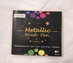 Metallic Color Brush Pens-Set Of 9 WaterBased Ink- Non Toxic- Acid Free- New