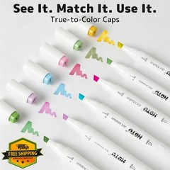 HOTU 100 Colors Dual Tip Alcohol Markers