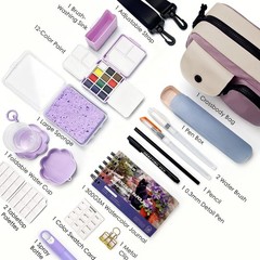Mini Watercolor Travel Set – 12 Color All-in-One Portable Kit with Crossbody …