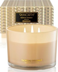 96NORTH Luxury Coconut Soy Candle | Large 3 Wick Jar 3 Jar, Light Brown