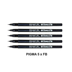 SAKURA Pigma Brush FB Fine Black Pen Set of 5 – Archival Ink Calligraphy Japan