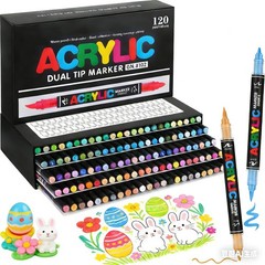 Acrylic Paint Pens 120 Colors Dual Tip 0.5-5MM Brush & 1MM Fine Tip