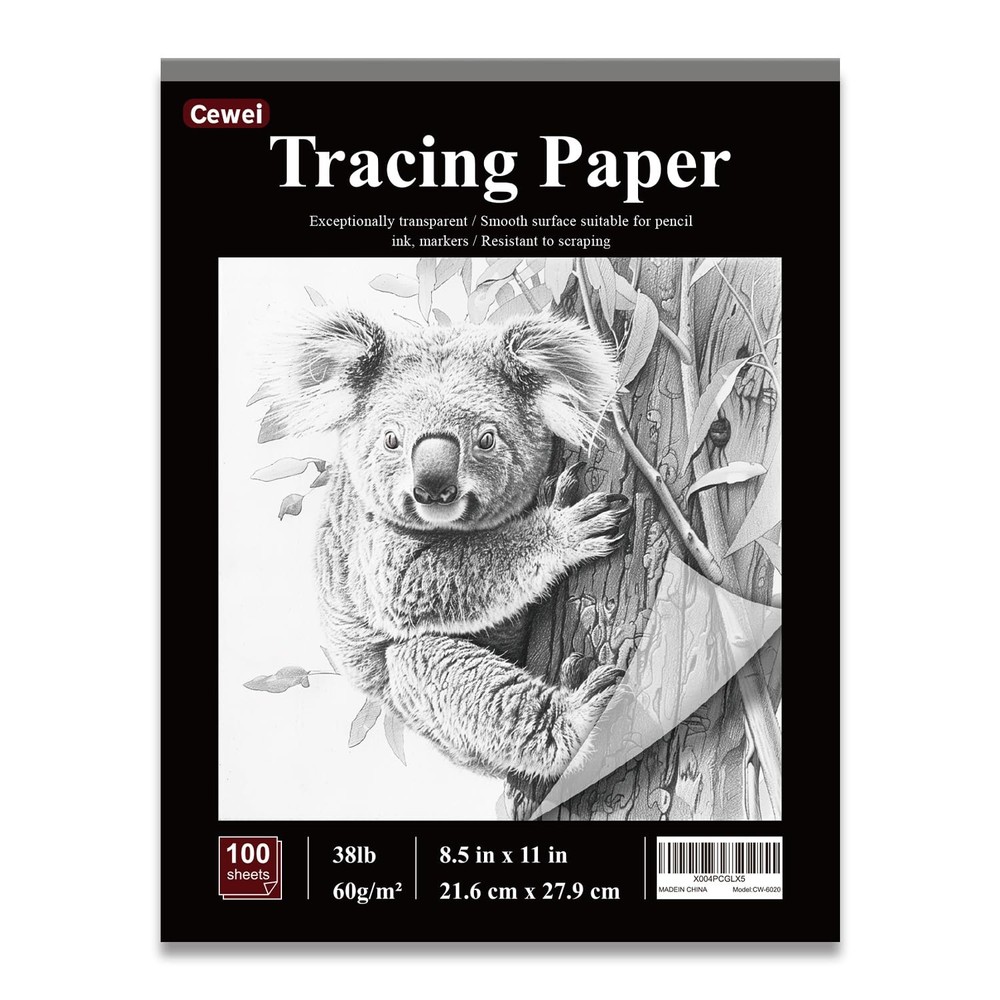 Tracing Paper for Drawing, 8.5”x11 Trace Paper, 100 Sheets (38 lb/ 60 GSM) Tr…