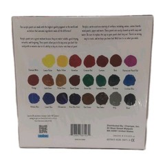 Crafts 4 All- Premium Pigment 24 Water Soluble Acrylic Paints- 3 Free Brushes.