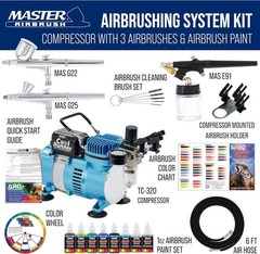 Professional Airbrush System with 6 Color Paint Set