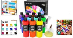 12 Essential Colors of Acrylic Paint – 250ml Bottles for Creative Masterpieces