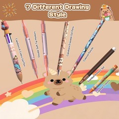 73PCS Capybara Washable Markers Set with Glitter Pencil Case,Art Supplies and…