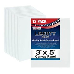 Blank Cotton Canvas Panels 3″x5″ 12 Pack Mounted Art Boards Paint Supplies Craft