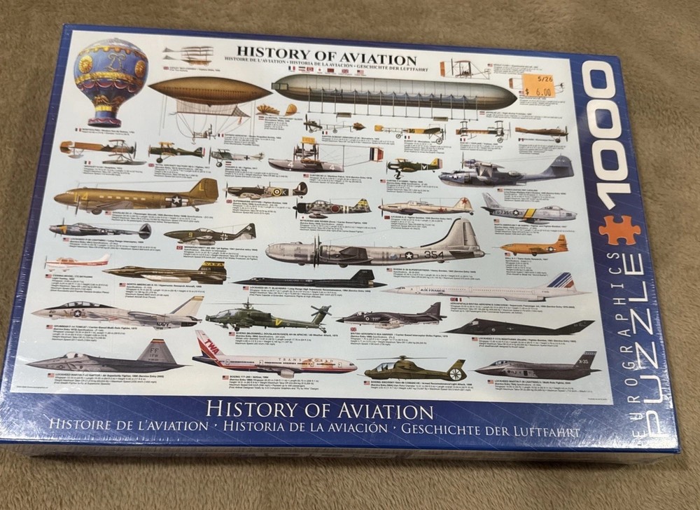 History Of Aviation Jigsaw Puzzle, 1000 Piece – EuroGraphics – NEW Sealed