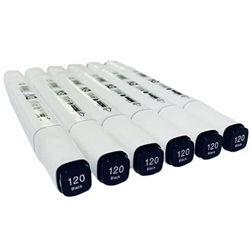6pcs Black Alcohol Markers Set Dual Tips Art Markers Drawing Sketched Double …