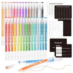 30 Colors Journal Pens, 0.6mm Fine Point, Colored Gel, Black Paper, Coloring