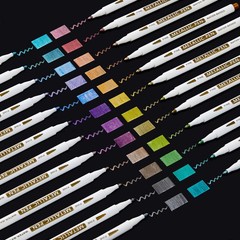 Shuttle Art Metallic Marker Pens, 24 Colors Metallic Paint Markers Fine Point…