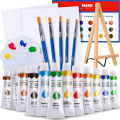 Painting Kit Includes Acrylic Paint Set, 8 X 10 In. Canvases, Brushes, Palette a