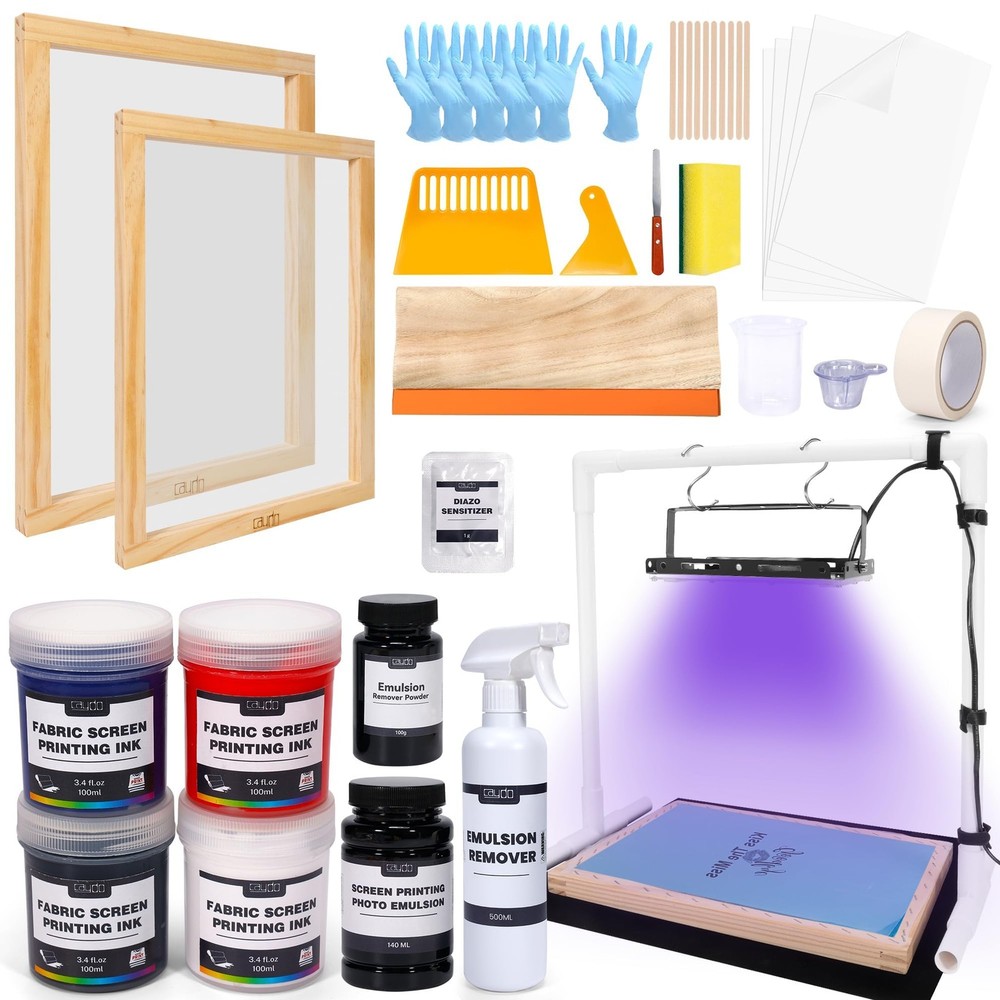 51PCS All-in-One Screen Printing Kit with 50W LED UV Screen Printing Light, 4…