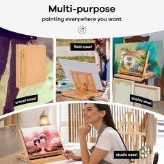 VISWIN Tabletop Easel with Drawer & Palette – Adjustable Beech Wood Sketch Box