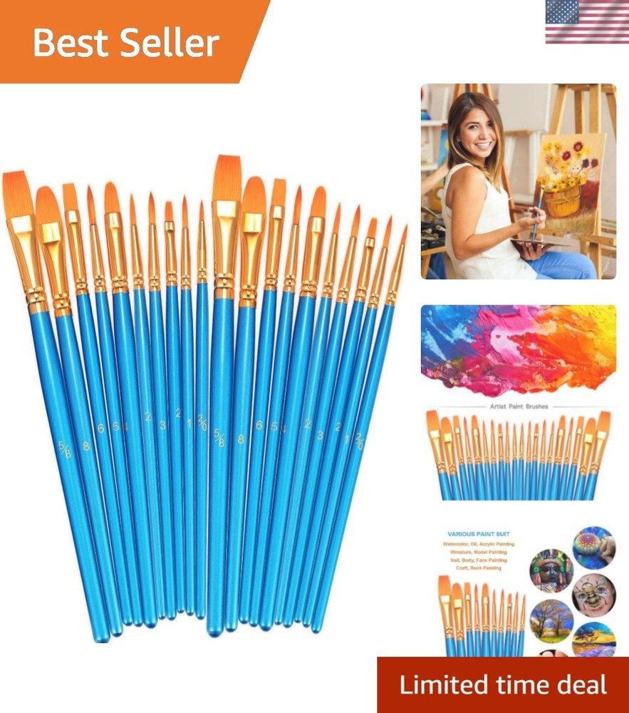 Paint Brushes Set, 2 Pack 20 Pcs Round-Pointed Tip Nylon Hair Artist Acrylic …