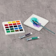 English Glazed Porcelain Palette, Sturdy Construction with 20 Deep Paint Well…
