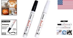 2 Pack Permanent Black & White Oil-Based Paint Pens for Versatile Creativity