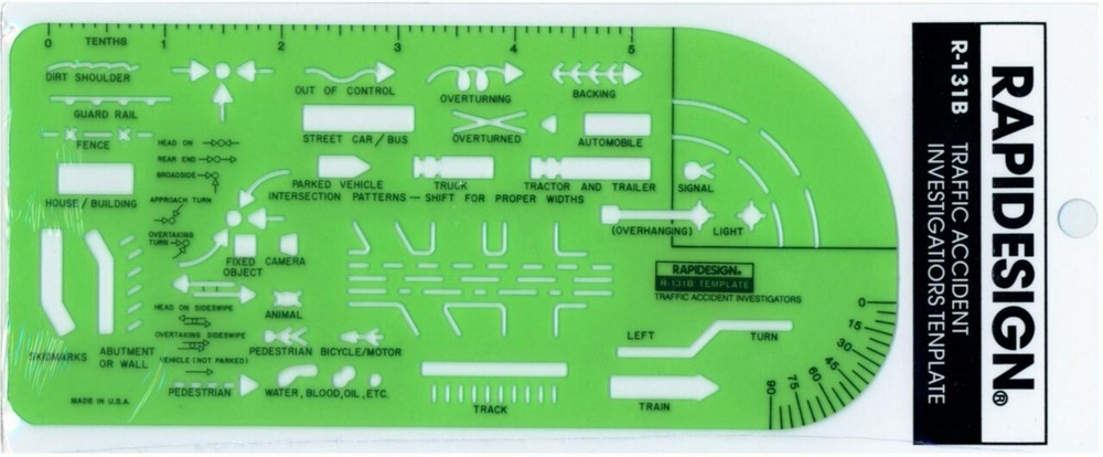 Berol Rapidesign Template – Traffic Accident Investigator – Pocket Size – R-131B