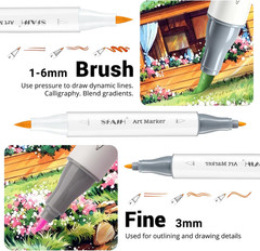 Alcohol Markers Brush & Fine – 217 Colors Double Tipped Art Markers for Adult Co