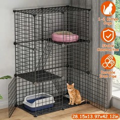 3 Tier Cat Playpen Cage Metal Indoor Cat House Detachable Kitten House with 3 Do