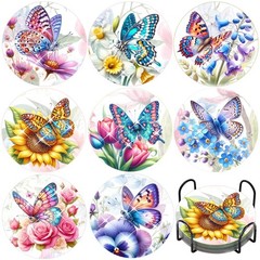 TDOOW Diamond Art Painting 3.94 x 3.91 x 0.1 inches, Butterfly 02-8Pcs