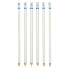 Med Drawing Pencils, 6PCS, Round , White Refill, White/Blue Pole