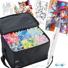 Ohuhu Illustration Marker Pen Brush Type & Fine Type 216 colors with Blender Pen