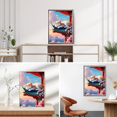 Sleeping Cat Diamond Painting Kits for Beginners Adults,5D DIY Orange Cat Diam