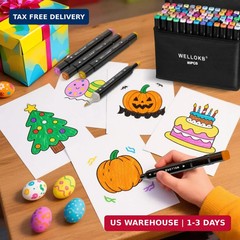 WELLOKB Alcohol Markers, 80 Colors Dual Brush Tip Permanent Art Markers, Colorin