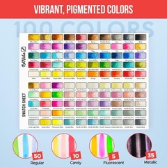 Watercolor Paint Set with 100 Bright 1 Fl Oz (Pack of 1), Standard