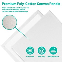 Canvas Boards 5-Pack 12″x16″ – Flat Canvas Panels, Primed Polyester-Cotton Bl…