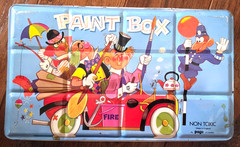 Vintage Page of London Paintbox Water Colour Set Clowns Metal Tin