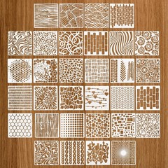 32pcs Cubist Stencils for Crafts Reusable 6 X 6 Inch Mixed Media Texture Sten…