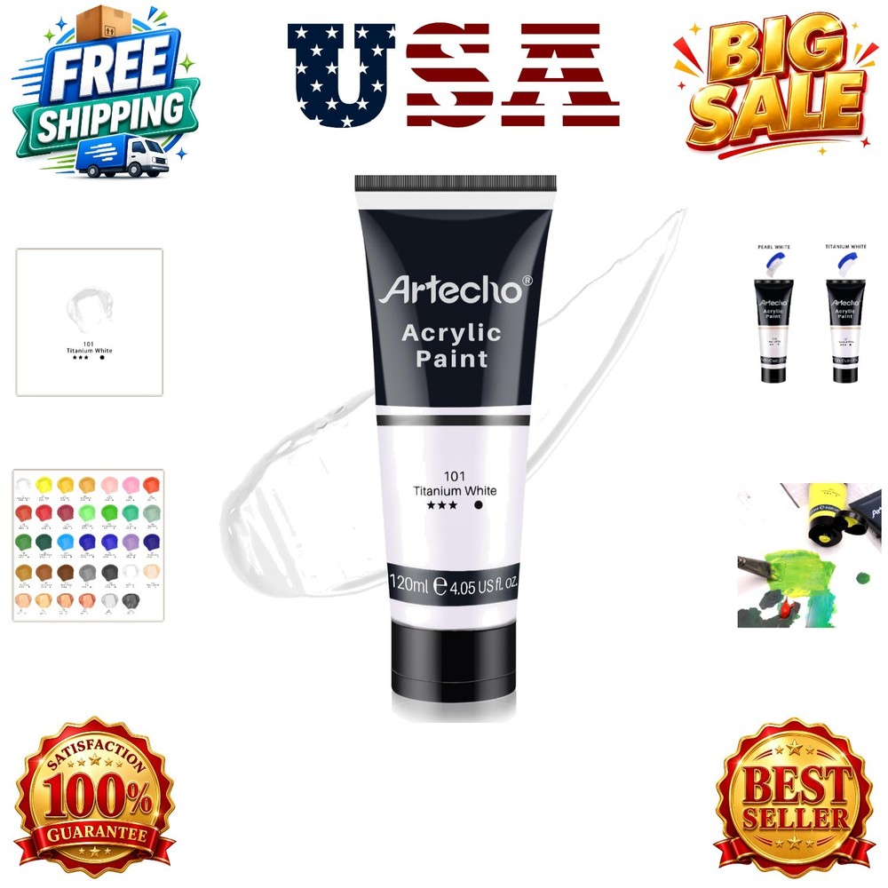 White Acrylic Paint, Titanium White Paint 120ml / 4.05oz Tubes, Art Craft Pai…