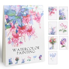 RGBMIX 14 Sheets Flower Watercolor Paper Book 9×12” Watercoloring WHITE