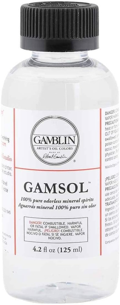 Gamblin Gamsol Odorless Mineral Spirits Bottle, 4.2 Fl Oz (Pack of 1), Clear