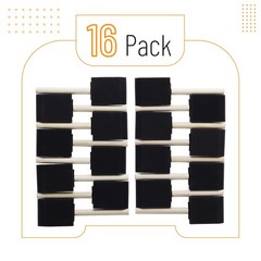 Bates- Foam Paint Brushes, 2 Inch, 16 Pack, Wooden 2 16 Black