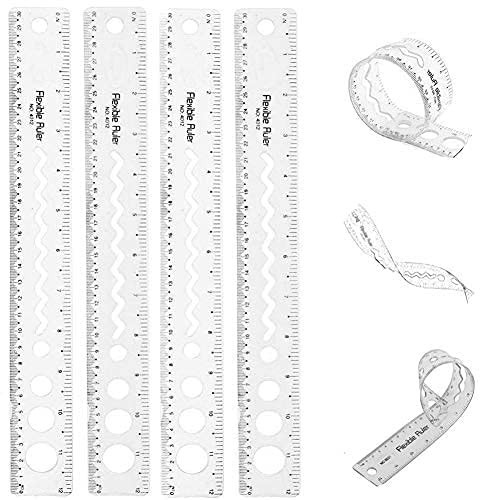 30cm/12 inch Flexible Ruler, Plastic Rulers for Kids Adults, Transparent