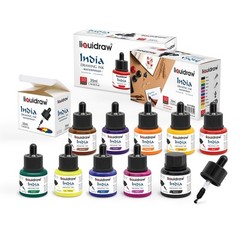 Waterproof Colored Drawing Ink with Dropper | 10 x 1.18 fl oz (35 ml) Bottles…