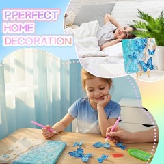Diamond Art Kits, 3D 5 Butterflies Diamond Art Painting Set with Wooden Frame…