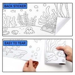 6 PCS Coloring Paper Roll Set Sticky Art DIY Painting 118×11.8 Inch