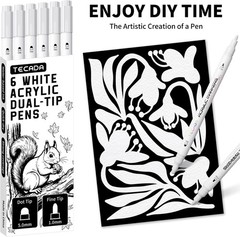 Versatile 6-Pack White Acrylic Paint Markers for Fabric, Wood, Rock & More