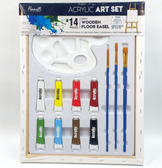 Pennelli Acrylic Art Set 14″ x 18″ Canvas 8 Paint Colors 3 Paint Brushes Palette